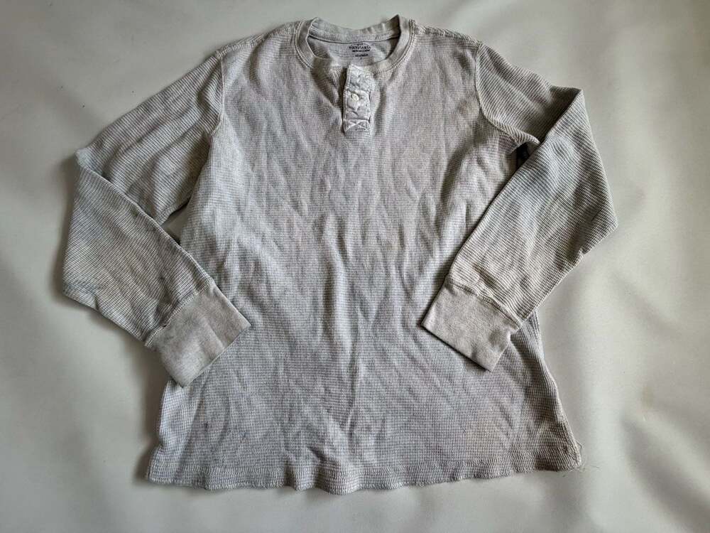 Roebuck & Co Boys Gray Thermal Waffle Henley Long Sleeve - Picture 1 of 5